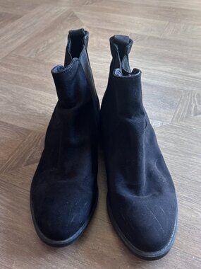 H&M Chelsea Style Black Faux Suede Ankle Booties